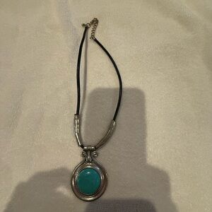 Silver tone and “turquoise” necklace